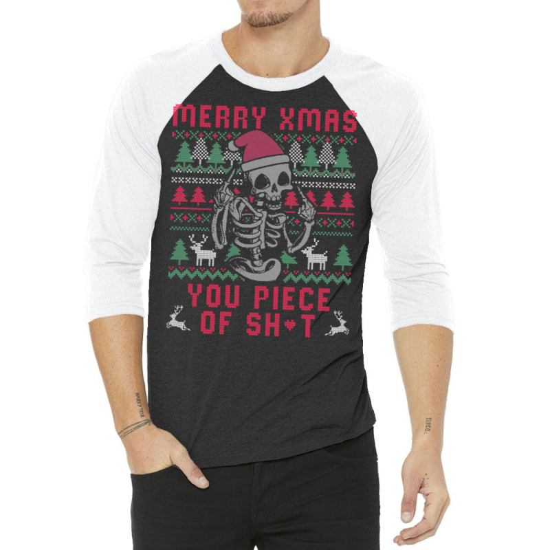 Christmas Skull Funny Ugly Sweater 3/4 Sleeve Shirt | Artistshot