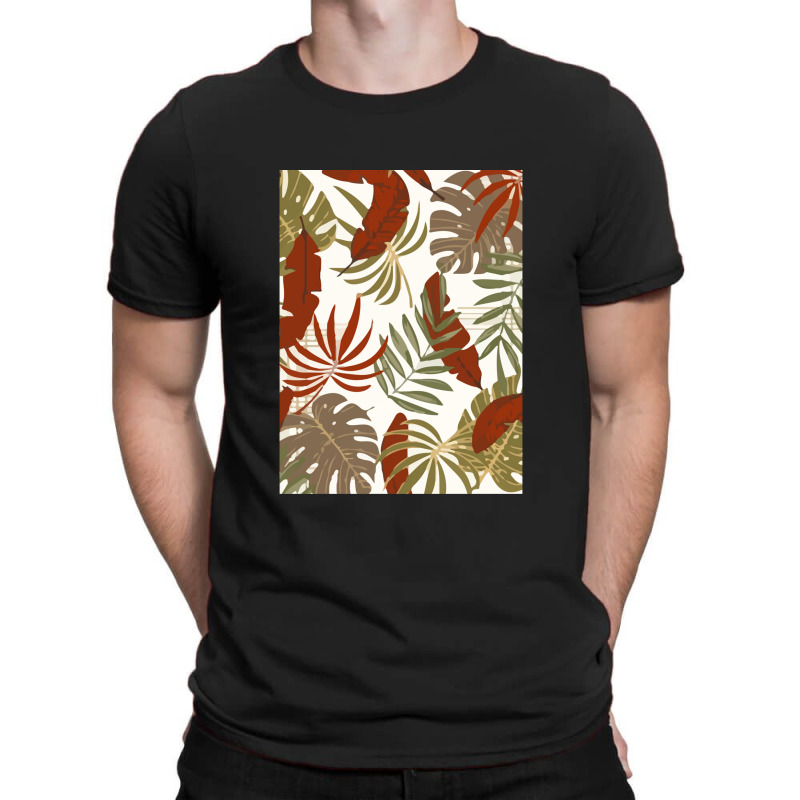 Trend Tropical Seamless Pattern With Colorful Leaves Plants T-shirt | Artistshot