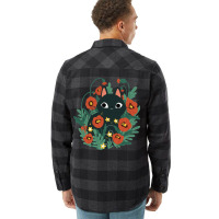 Cat In Poppy Flowers Flannel Shirt | Artistshot