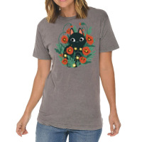 Cat In Poppy Flowers Vintage T-shirt | Artistshot