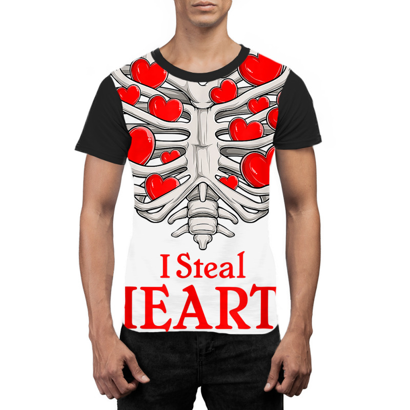 Valentine Heart Skeleton Rib Cage Bones I Steal Heart T Shirt Graphic T-shirt | Artistshot