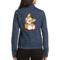 Do Your Squats Cute Corgi   Bodybuilding Ladies Denim Jacket | Artistshot