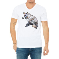 Cat Pretzel Gray And Brown Groovy V-neck Tee | Artistshot