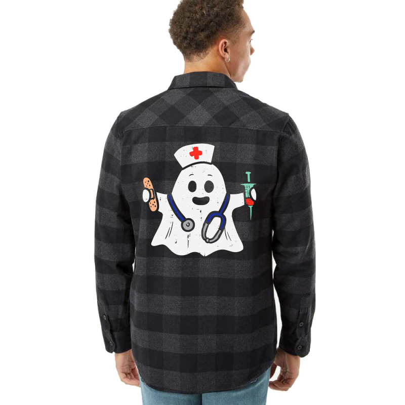 Nurse Ghost Scrub Halloween Costume For Nurses Women Rn Flannel Shirt by JohnNichols89123 | Artistshot