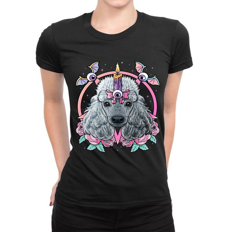 Pastel Goth Poodle Pagan Dog Creepy Menhera Poodle Ladies Fitted T-Shirt by XAVIERESPREE | Artistshot