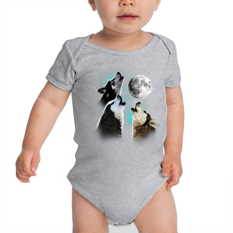 Siberian Husky Shirt, Siberian Husky Howling At The Moon T Shirt Baby Bodysuit by luckenbg | Artistshot