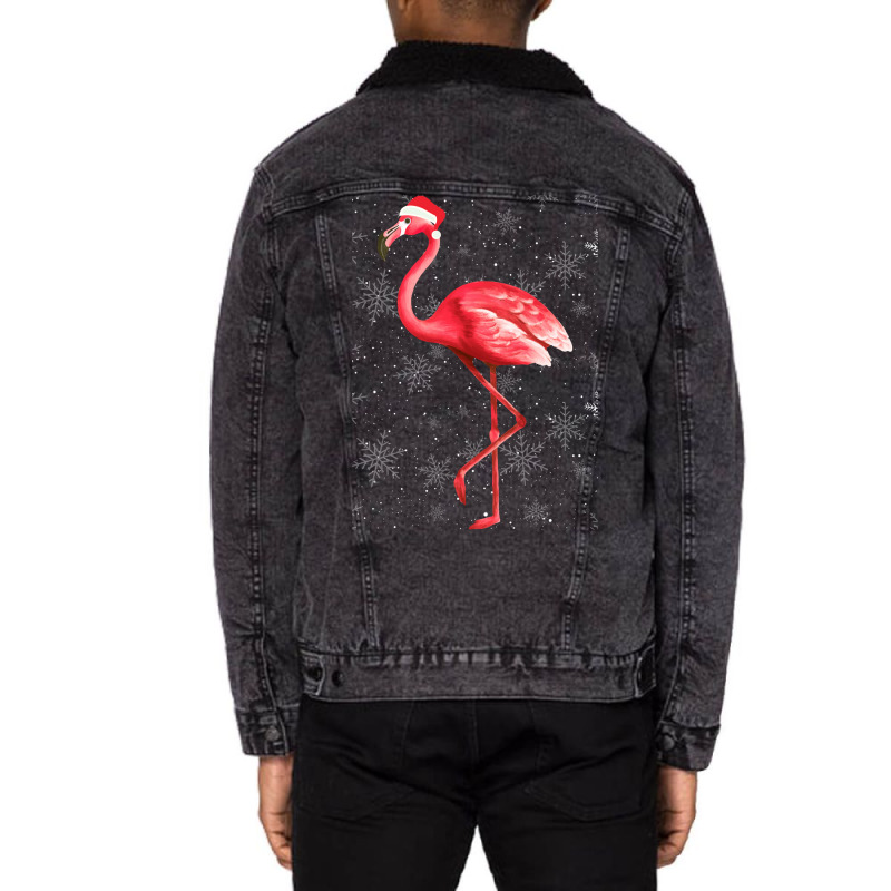 Flamingo Christmas Funny Flamingo Christmas Unisex Sherpa-lined Denim Jacket | Artistshot