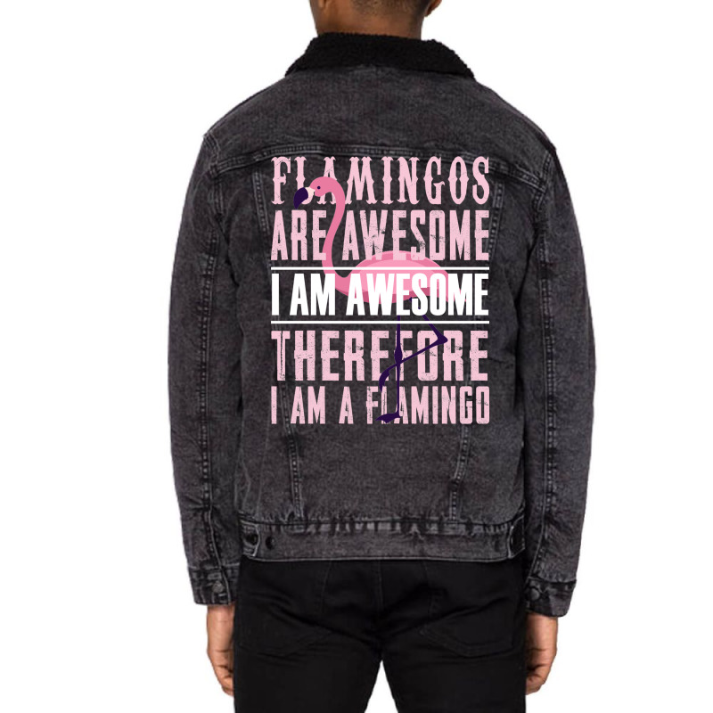 Flamingos Are Awesome Unisex Sherpa-lined Denim Jacket | Artistshot