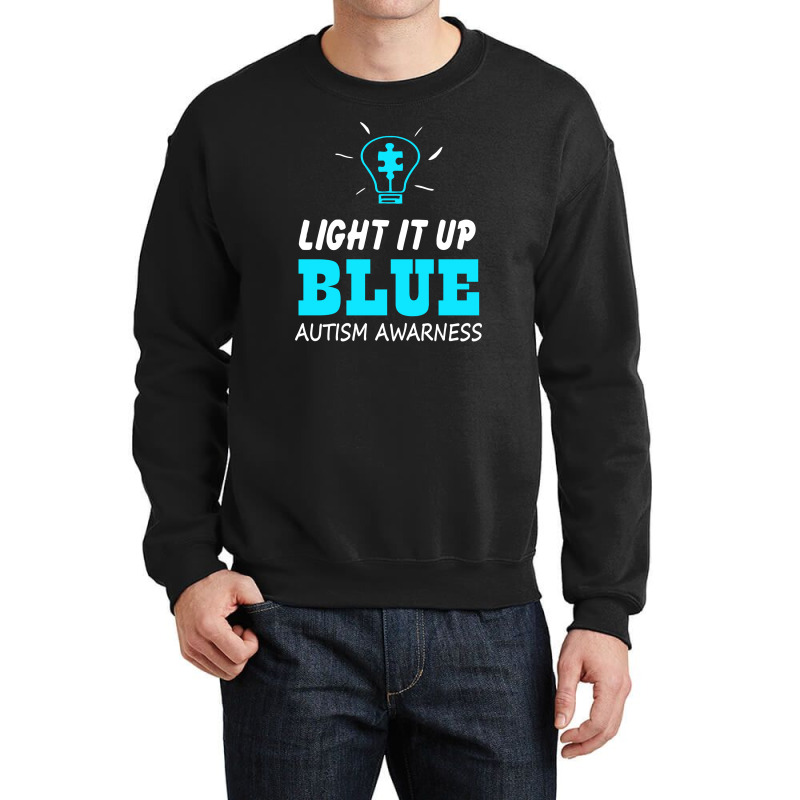 Light It Up Blue Autism Awareness Crewneck Sweatshirt by tompa shirt | Artistshot