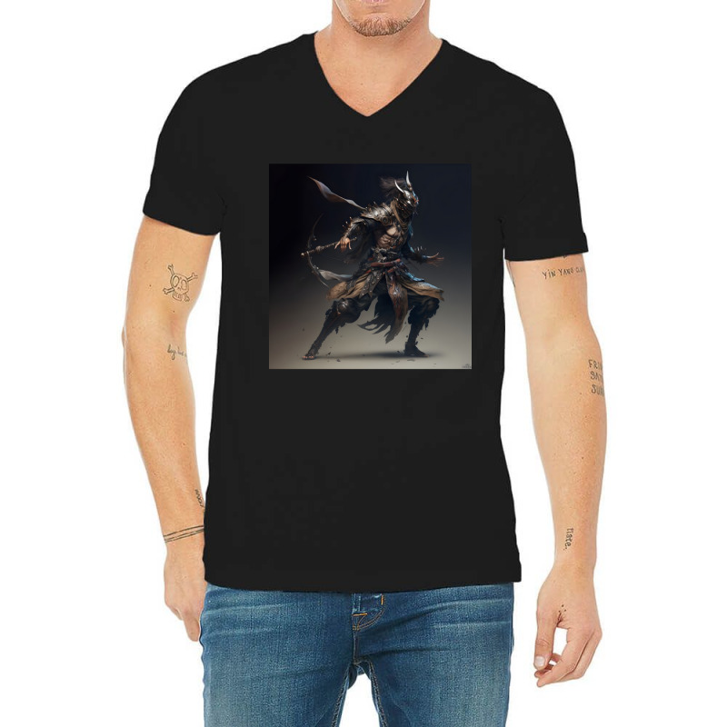 Samurai Elf Warrior V-Neck Tee by apolitery | Artistshot