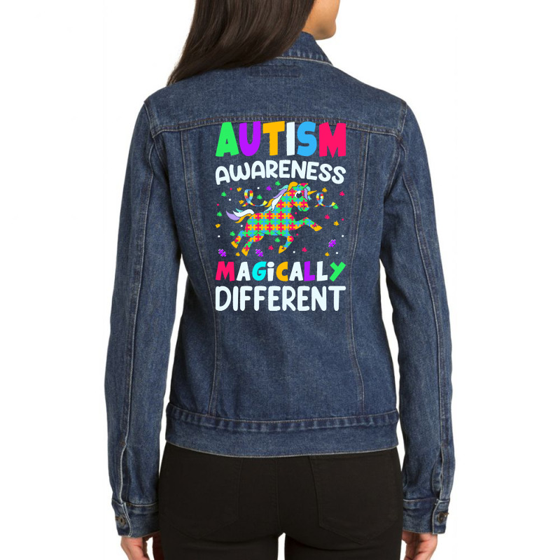 Autism Awareness T  Shirt Autism Awareness Magically Different T  Shir Ladies Denim Jacket by vmcdermott132 | Artistshot