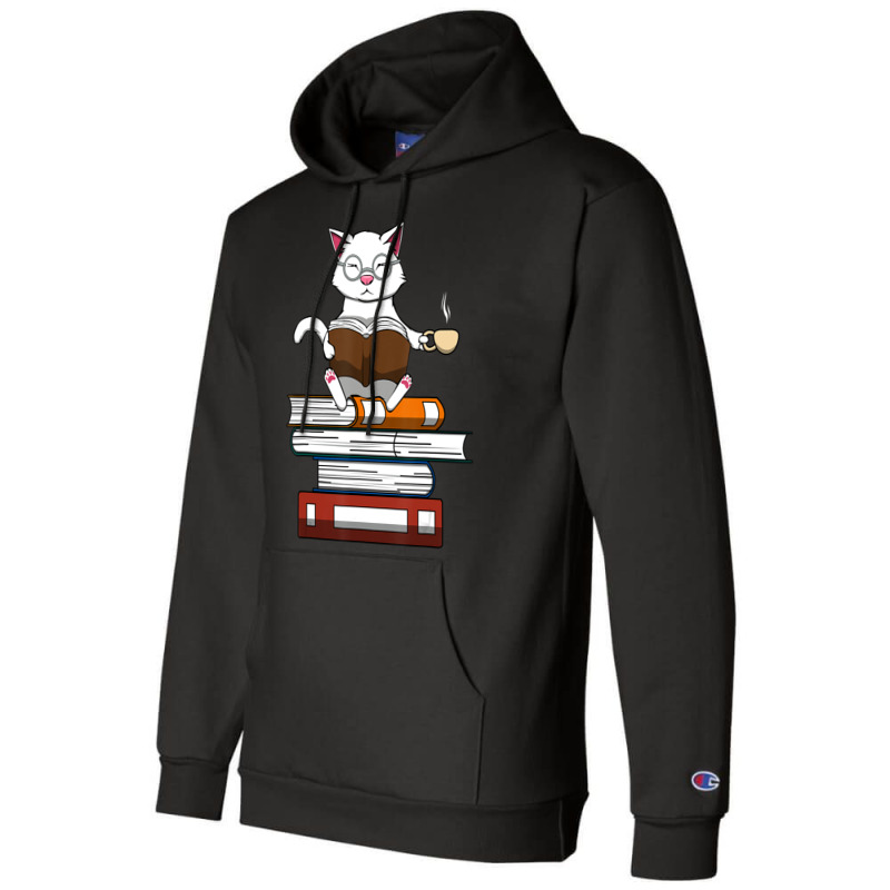 Limited Edition Cat Kitty Reading Books Coffee Champion Hoodie by bummercaught | Artistshot