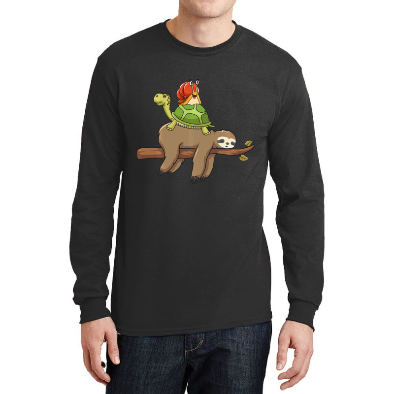 Animal Humor Sloth Turtle Snail Jokes Long Sleeve Shirts by tintruong | Artistshot