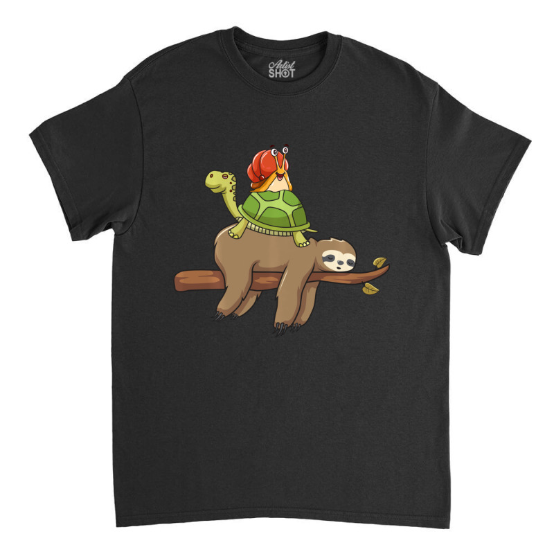 Animal Humor Sloth Turtle Snail Jokes Classic T-shirt by tintruong | Artistshot