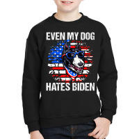 Anti Joe Biden Even My Dog Hates Biden Usa Flag Pibble Youth Sweatshirt | Artistshot