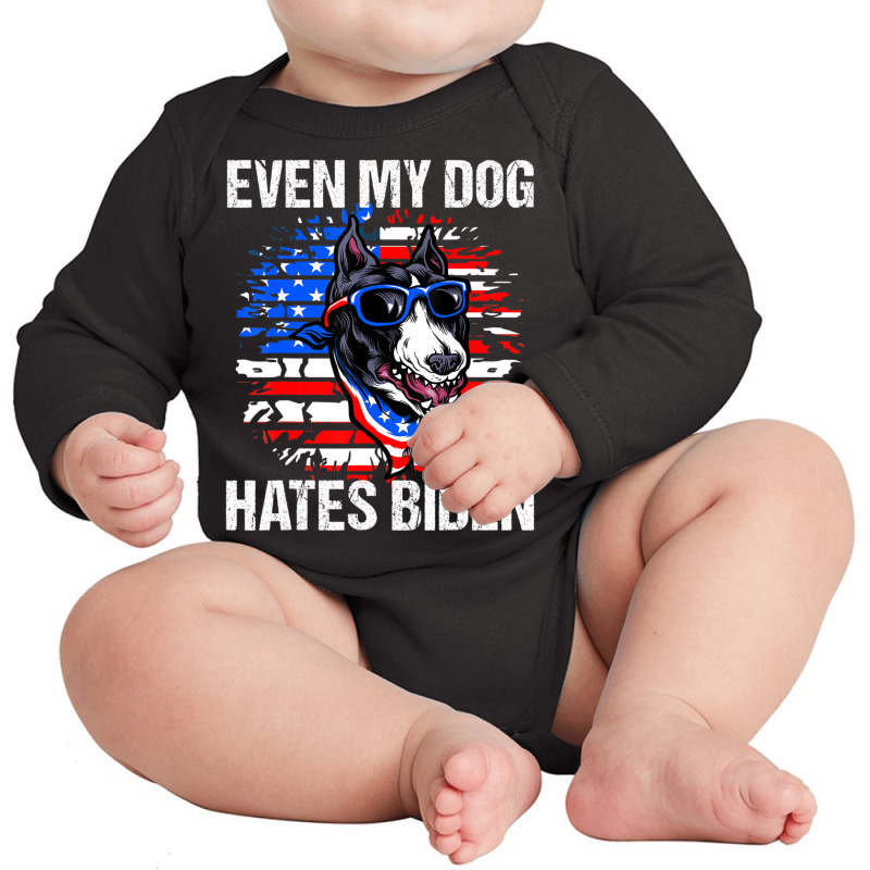 Anti Joe Biden Even My Dog Hates Biden Usa Flag Pibble Long Sleeve Baby Bodysuit by tiennguyen | Artistshot