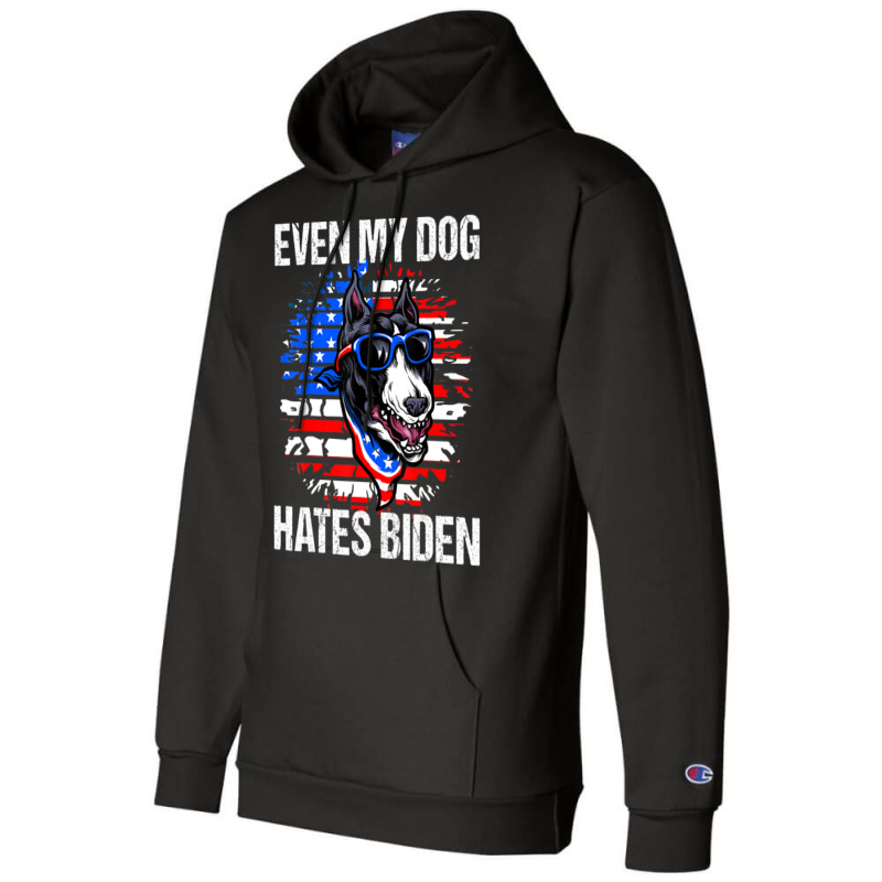 Anti Joe Biden Even My Dog Hates Biden Usa Flag Pibble Champion Hoodie by tiennguyen | Artistshot