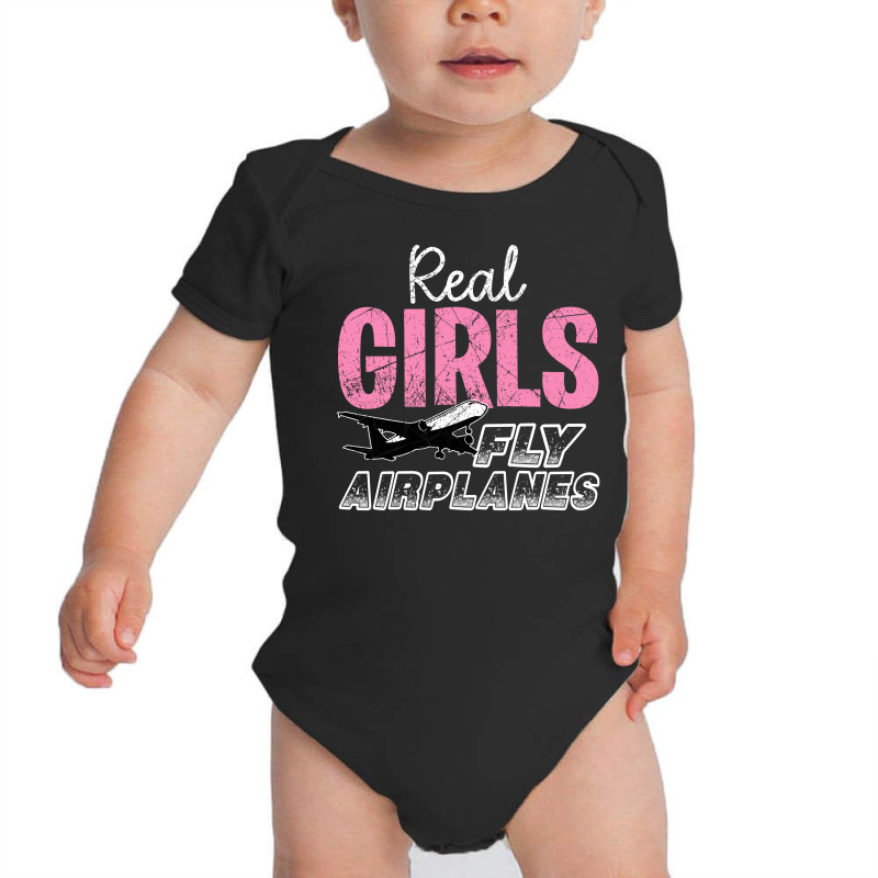 Real Girls Fly Airplanes For Dark Baby Bodysuit | Artistshot