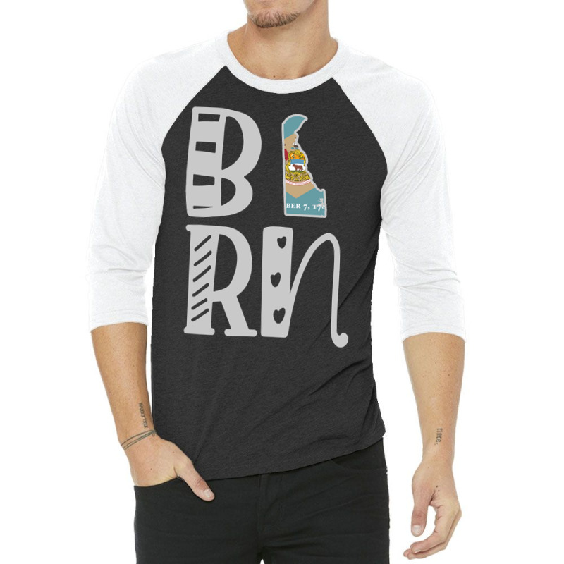 Trending Born Delaware In Art Block Letters 3/4 Sleeve Shirt | Artistshot