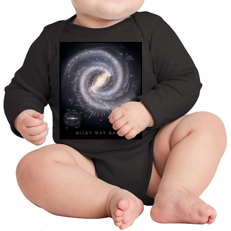 Milky Way Galaxy Map Long Sleeve Baby Bodysuit by santospeter | Artistshot