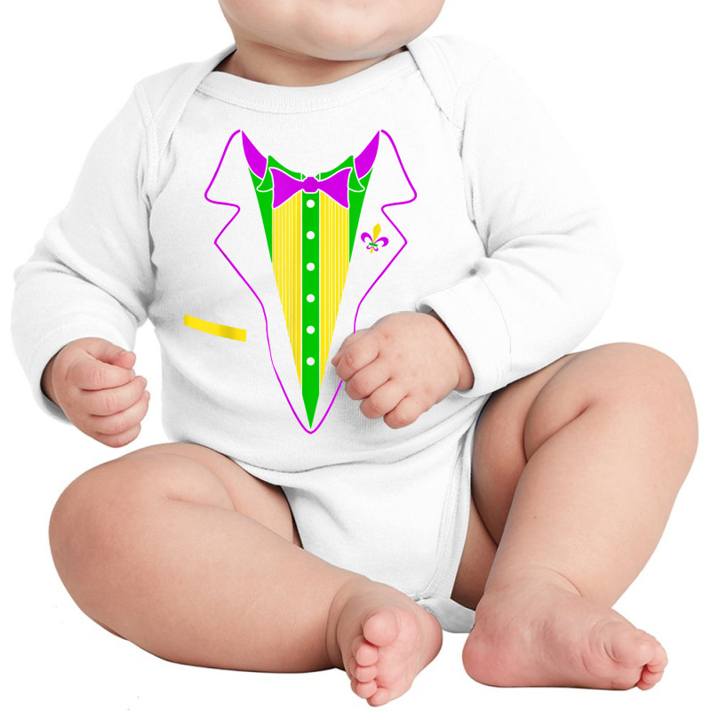 Carnival Mardi Gras Tuxedo Men Boys Parade Mardi Gras T Shirt Long Sleeve Baby Bodysuit by araceliphexy | Artistshot