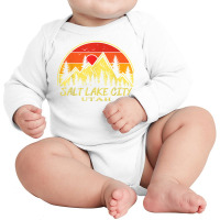 Vintage Salt Lake City Utah Ut Mountains Hiking Souvenir T Shirt Long Sleeve Baby Bodysuit | Artistshot