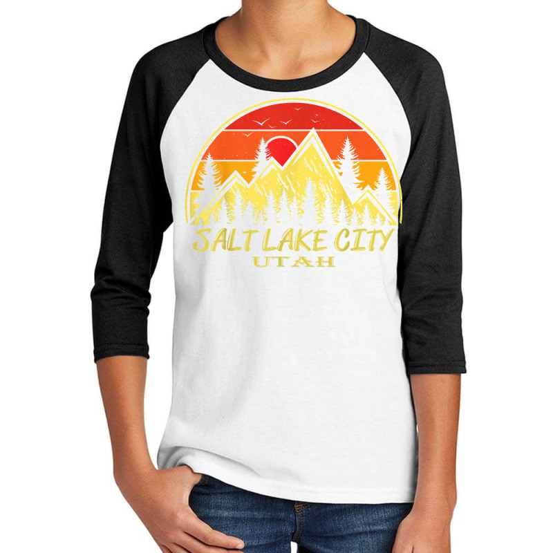 Vintage Salt Lake City Utah Ut Mountains Hiking Souvenir T Shirt Youth 3/4 Sleeve | Artistshot