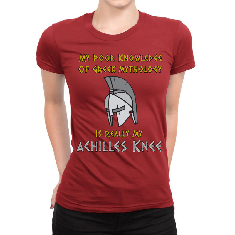 Greek Mythology Achilles Knee Ladies Fitted T-Shirt by ragynocedep | Artistshot