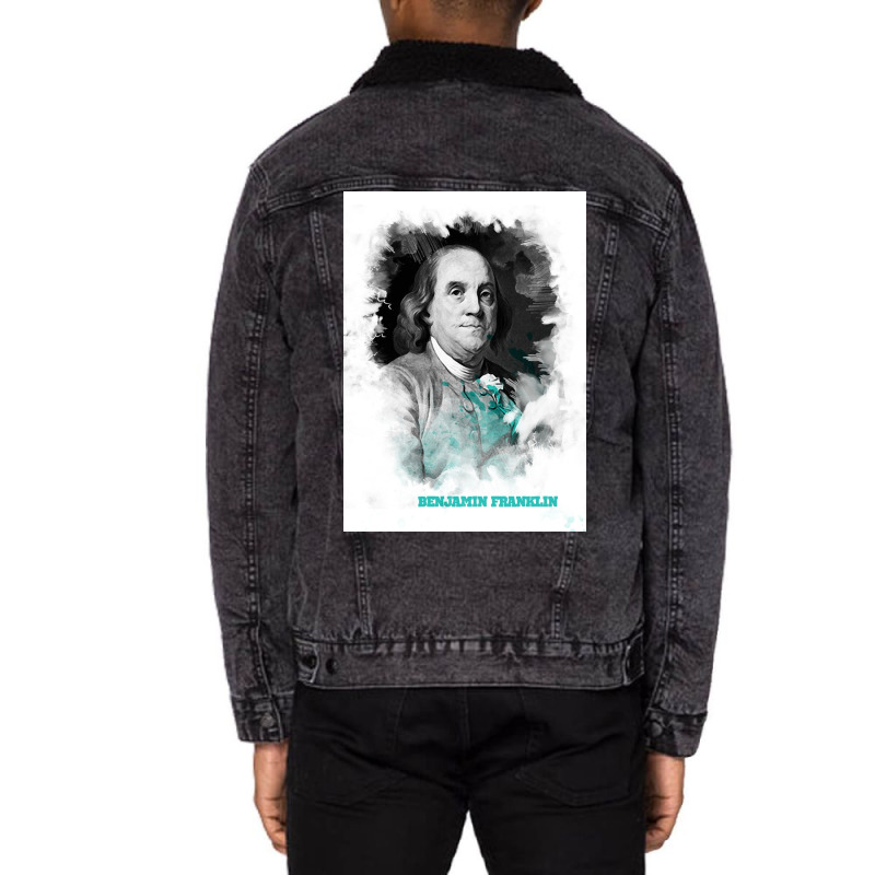 Benjamin Franklin Painting Art Unisex Sherpa-lined Denim Jacket | Artistshot