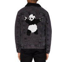 Banksy Armed Panda With Guns Green Unisex Sherpa-lined Denim Jacket | Artistshot