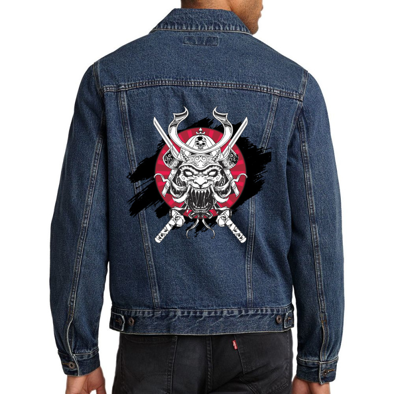 Samurai Skull Men Denim Jacket by apolitery | Artistshot