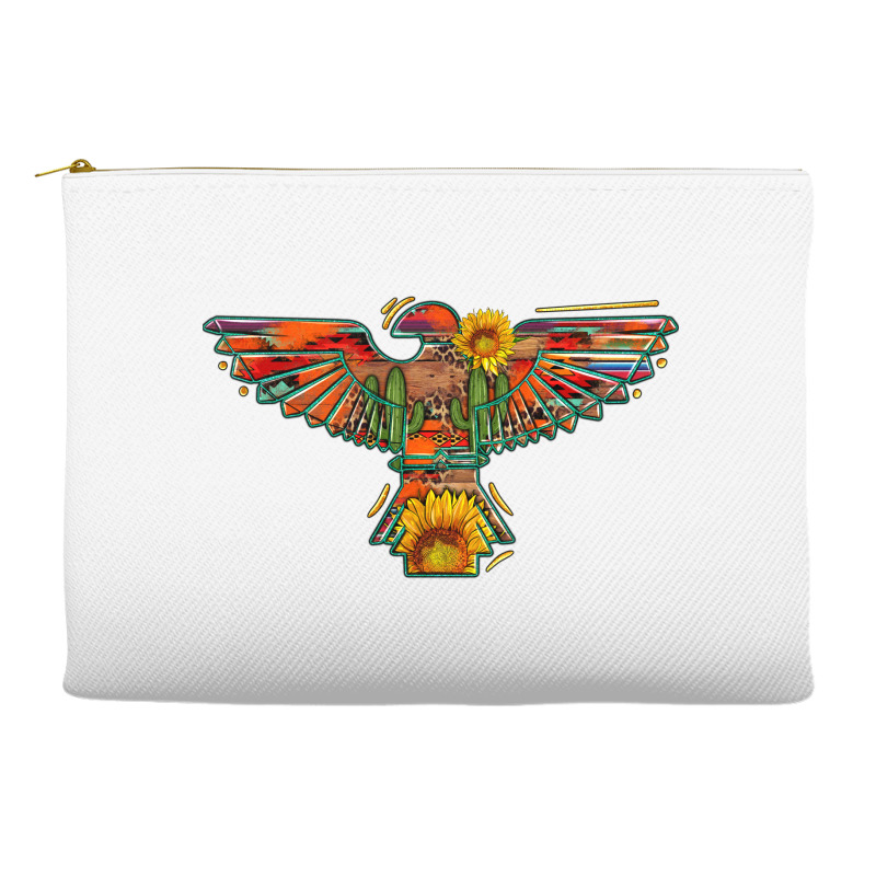 Thunderbird  Wild Soul With Sunflower Serape Aztec Accessory Pouches | Artistshot