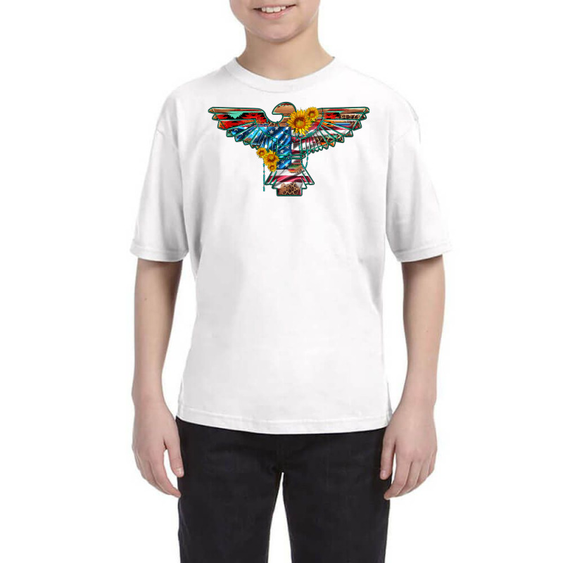 Thunderbird With Usa Flag And Sunflowers Youth Tee | Artistshot