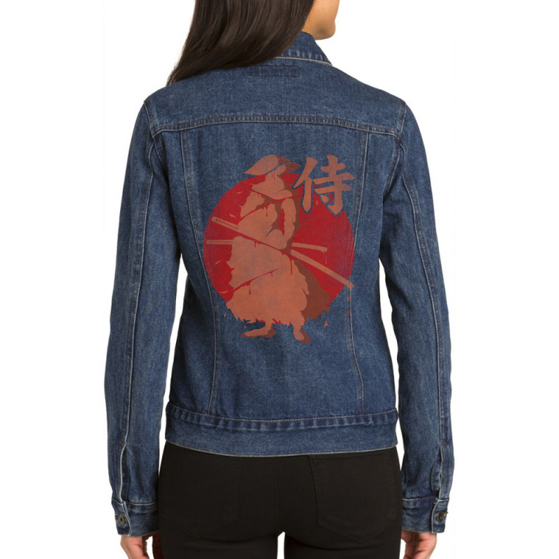 Samurai Warrior Ladies Denim Jacket by apolitery | Artistshot