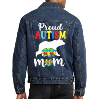 Autism Awareness T  Shirt Womens Proud Autism Mom Puzzle Autism Awaren Men Denim Jacket | Artistshot