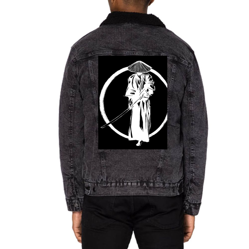 Samurai Warrior 1 Unisex Sherpa-Lined Denim Jacket by apolitery | Artistshot