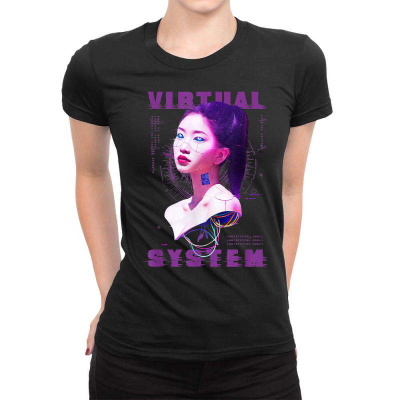 Futuristic Aesthetic Cyberpunk Style Virtual Cyborg T Shirt Ladies Fitted T-Shirt by kaykemyjoa | Artistshot