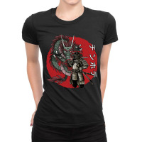 Samurai Warrior And Dragon Vintage Ladies Fitted T-shirt | Artistshot