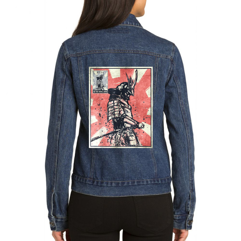 Samurai Warrior Duvet Covers Ladies Denim Jacket by apolitery | Artistshot