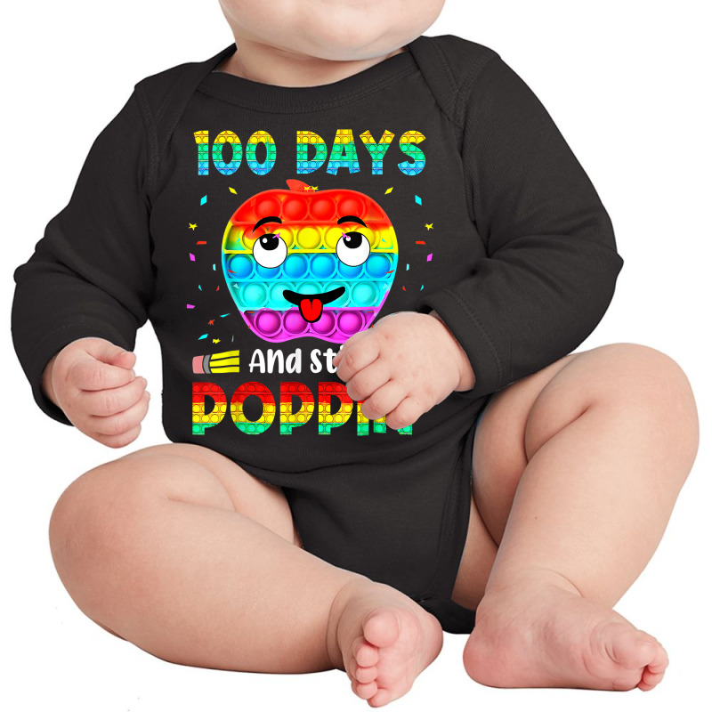 Happy 100 Days Of School And Still Poppin 100th Day Pop It T Shirt Long Sleeve Baby Bodysuit | Artistshot