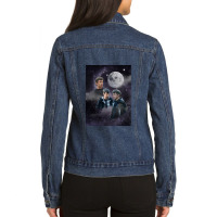 Nathan Fielder Dramatic Galaxy Wolf Print Style Ladies Denim Jacket | Artistshot