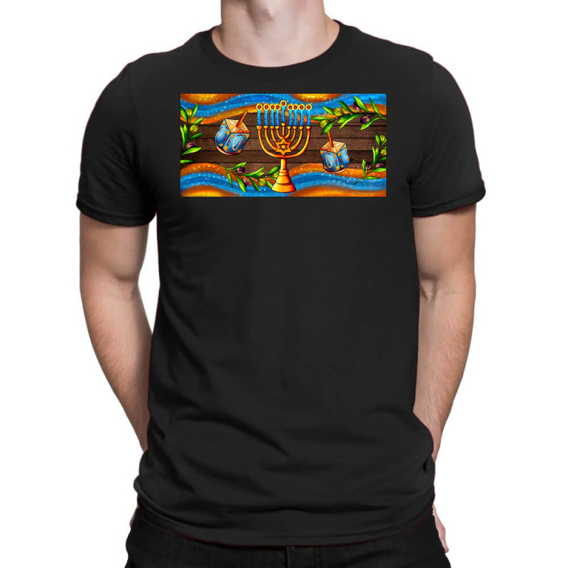 Hanukkah With Candlestick T-Shirt by AdoDesignShop | Artistshot