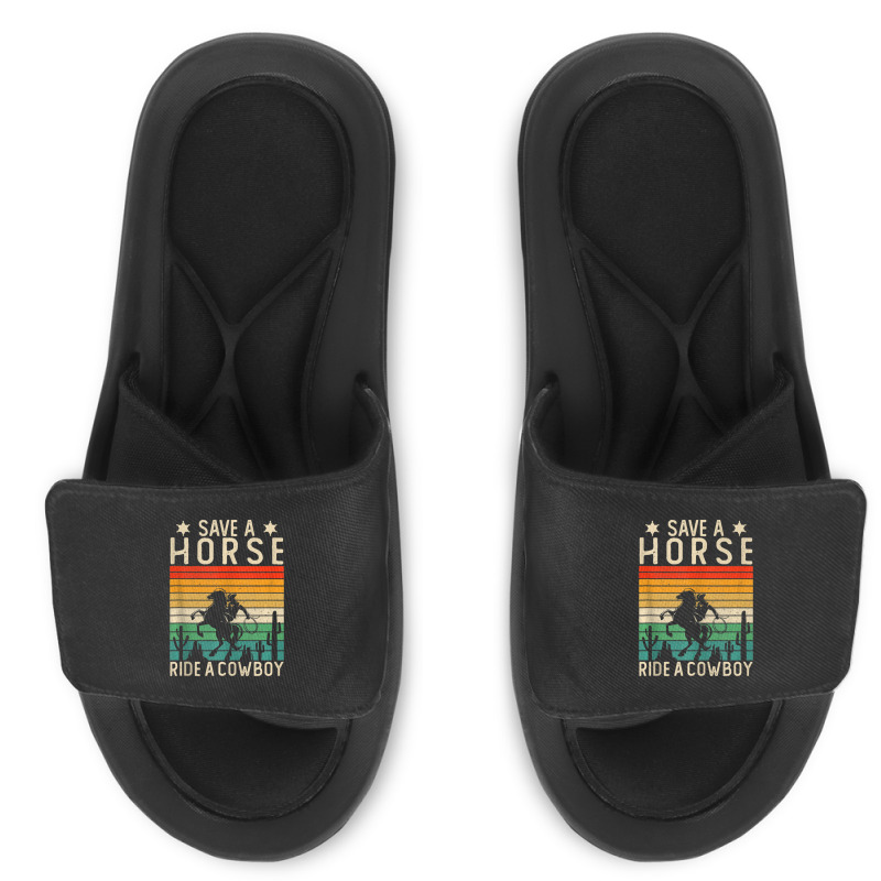 Horse Riding Adult Joke Save A Horse Ride A Cowboy Slide Sandal | Artistshot