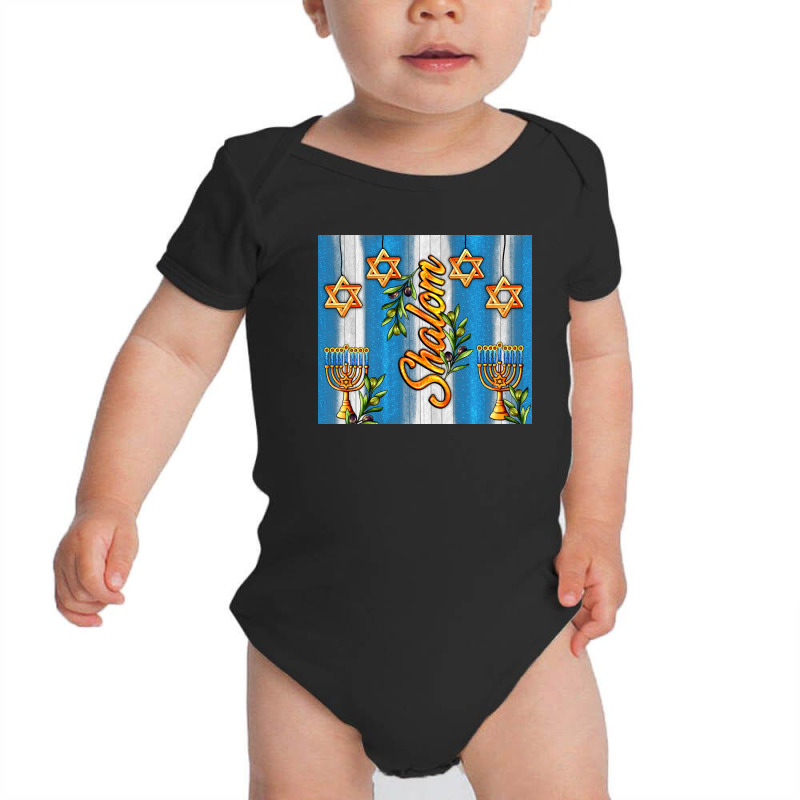 Shalom With Star Of David Baby Bodysuit by AdoDesignShop | Artistshot