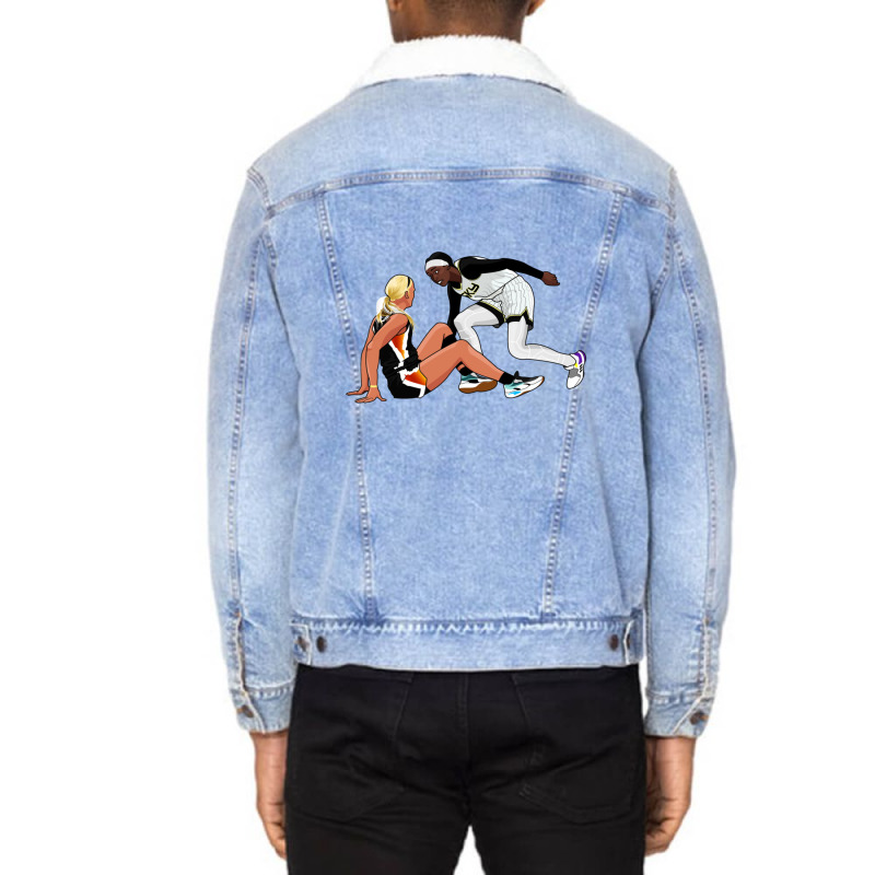 Kahleah Copper Staredown Cartoon Style Unisex Sherpa-lined Denim Jacket | Artistshot