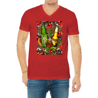 Beer Bottles With Wheat And Barley V-neck Tee | Artistshot