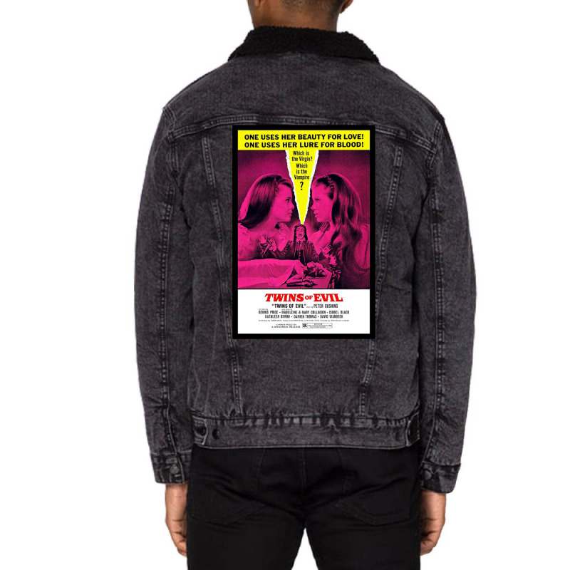 Vintage Movie Poster Horror Art Twins Of Evil Unisex Sherpa-lined Denim Jacket | Artistshot