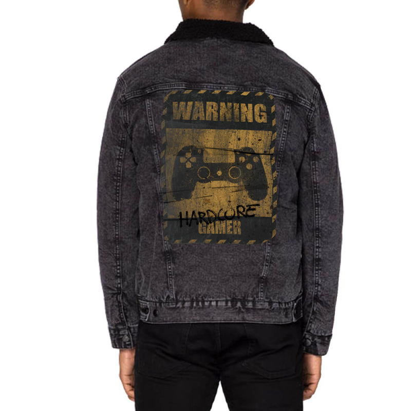 Warning Hardcore Gamer Unisex Sherpa-lined Denim Jacket | Artistshot