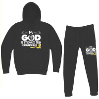 Limited Edition Endometriosis Awareness My God Is Stronger Than - In T Hoodie & Jogger Set | Artistshot