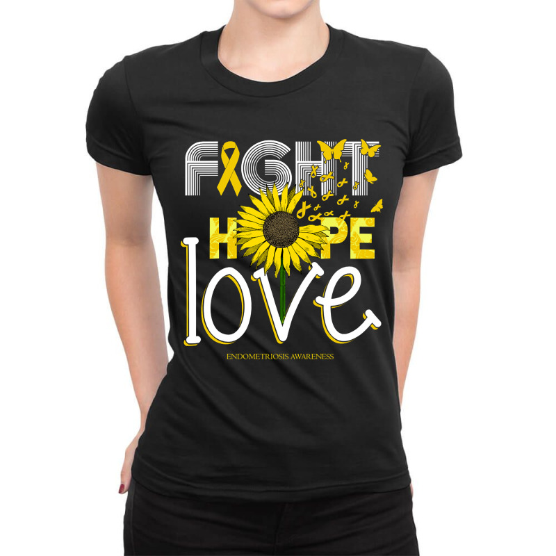 Trending Endometriosis Awareness Sunflower Ribbon Hope Love Gift Ladies Fitted T-Shirt by Jerhogen528 | Artistshot